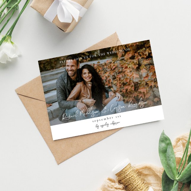 Convite Foto e caligrafia 14 Mod Casamento Horizontal V2 (Criador carregado)