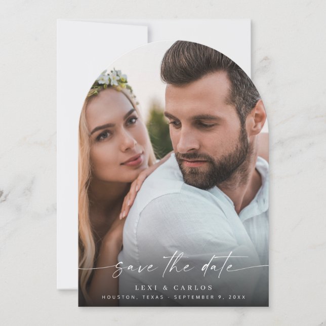 Convite Foto e caligrafia 3 Mod Vert V2 Arc (Frente)