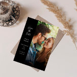 Convite Foto e Lado Moderno Salvar a Data - Preto<br><div class="desc">Enviar Bela e Única Salvar as Datas com sua Foto e Lado Modernos Salvar a Data - Preto Salvar as Convites de Data.</div>