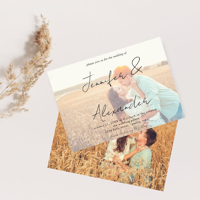 Convite Foto e nomes grandes Casamento horizontal de fotos (Criador carregado)