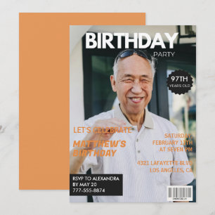 Convite Foto editorial de revista engraçada de aniversário