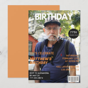 Convite Foto editorial de revista engraçada de aniversário