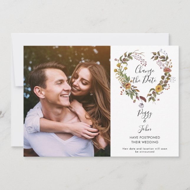 Convite Foto Elegante Alterar a Data Adiada Cancelada (Frente)
