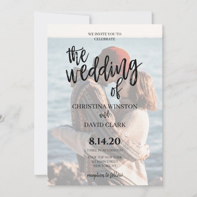 Convite Foto Elegante De Caligrafia (Frente)