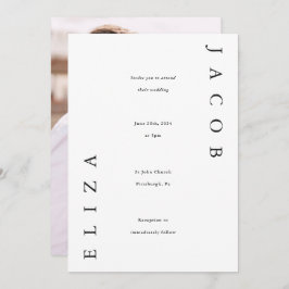 Convite Foto Elegante de Casamento Negro e Branco