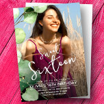 Convite Foto elegante do 16.º aniversário do décimo sexto<br><div class="desc">Procurando o convite perfeito para a sua festa do Sweet 16? Não olhe para além do nosso Green Modern Rustic Greenery Sweet 16 Party Photo Invitation. Com um design moderno e na moda com verde e folhagem, este convite é certamente uma declaração. O esquema minimalista de design e cor verde...</div>