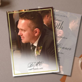 Convite Foto Elegante Dourada de Aniversário do Homem 80