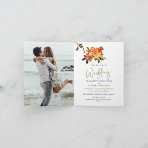 Convite Foto Elegante Dourada e Botânica Moderna