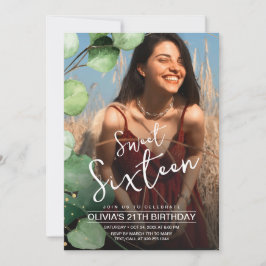 Convite Foto Elegante Moderna Rustic Sweet 16 Aniversário