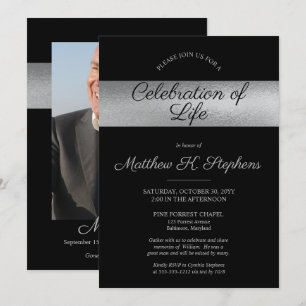 Convite Foto Elegante Preto    Celebração de prata da vi