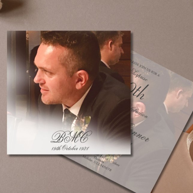 Convite Foto Elegante Simples de Aniversário do Homem 80 (Criador carregado)