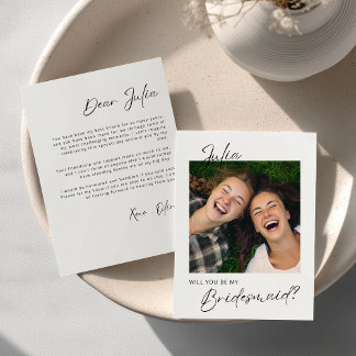 Convite Foto Elegante Você Será Minha Carta De Bridesmaid