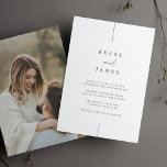 Convite Foto em linha | Casamento mínimo moderno<br><div class="desc">Um belo convite de casamento baseado em tipografia minimalista, com seus nomes em letras clássicas, junto com modernas letras de sotaque escritas à mão. Personalize com seus detalhes de casamento embaixo. A nossa cinza de Cinza faz uma declaração clássica com letras negras suaves em um fundo branco nítido. Adicione uma...</div>