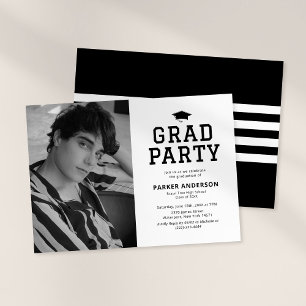Convite Foto em Preto e Branco para Festa de Formatura da