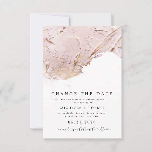 Convite Foto em rosa dourado texturizada Alterar a data (Frente)