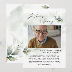 Convite Foto Eucalyptus elegante no funeral da memória am