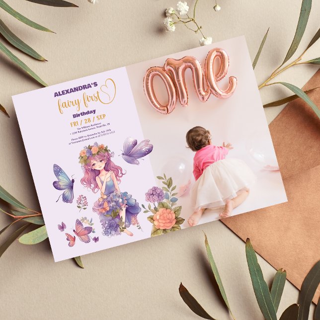 Convite Foto: Fada Primeira primeiro aniversario Encantada (Criador carregado)