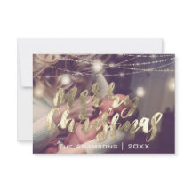 Foto Feliz Natal, Luzes Douradas Personalizadas