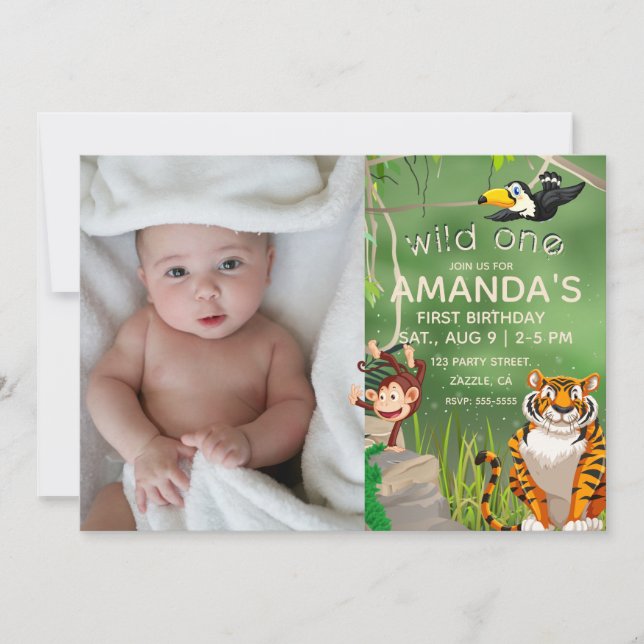 Convite Foto: Festa Selva de Um Aniversário (Frente)