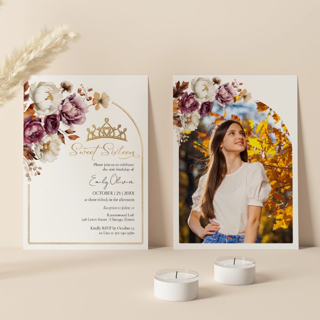 Convite Foto Floral 16 do outono de Borgonha (Criador carregado)