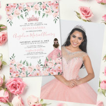 Foto Floral Blush Pink Quinceanera