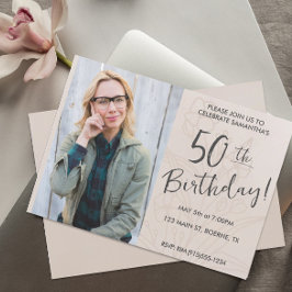 Convite Foto Floral Boho Aniversário de 50 anos