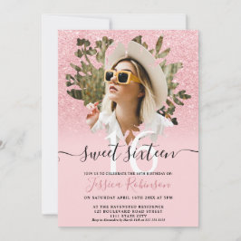 Convite Foto floral cor-de-rosa, cor-de-rosa, cor-de-rosa,