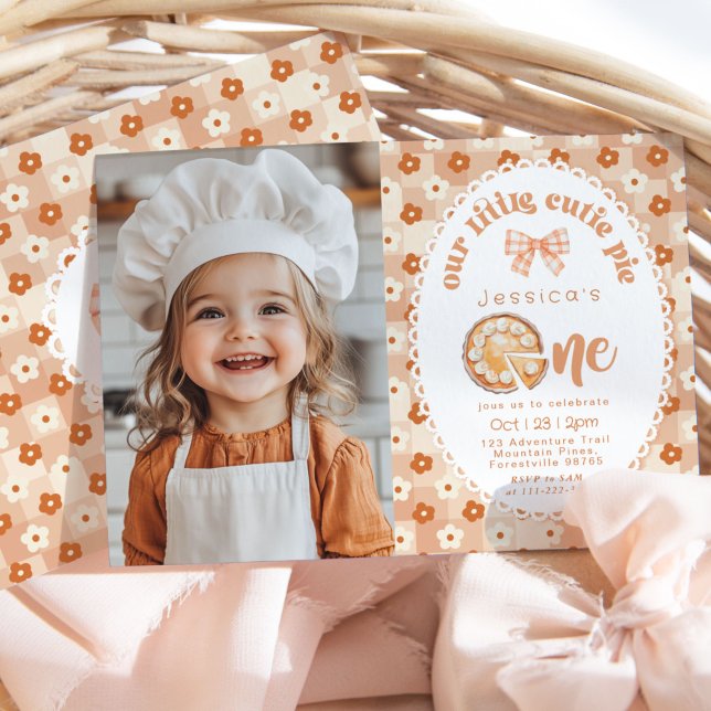 Convite Foto floral do primeiro aniversario de Pequeno Cut (Criador carregado)
