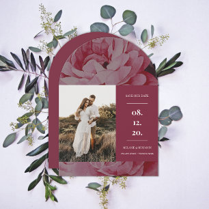 Convite Foto Floral do Quadro Elegante Salvar a Data
