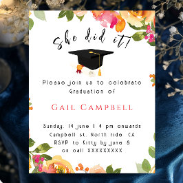 Convite Foto floral em aquarela rosa e pêssego