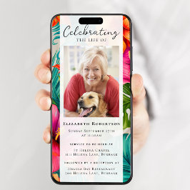 Convite Foto Floral Tropical Evite Digital Funeral