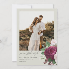 Convite Foto floral vintage de casamento para salvar a dat