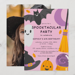 Convite Foto Fofa de Aniversário de Halloween para Criança