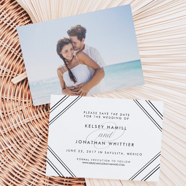 Convite Foto frente e verso moderna Salva a data (Criador carregado)