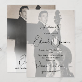 Convite Foto Funeral Celebração Da Vida Por Homens Elegant