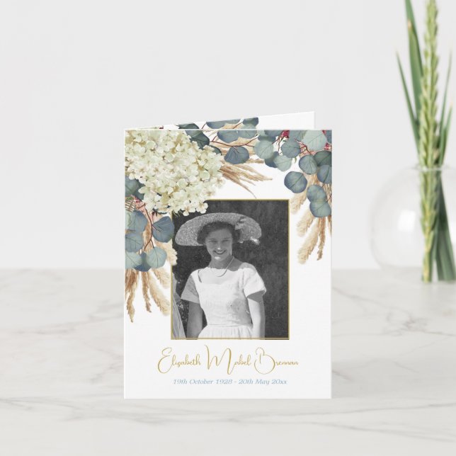 Convite Foto Funeral Elegante Elegante Eucalyptus Foliage (Frente)