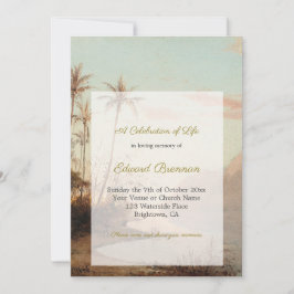 Convite Foto Funeral Elegante Ilha Tropical Palmeira