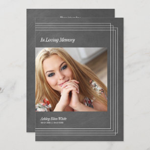 Convite Foto Funeral Invitation Cinza Faux Metálico