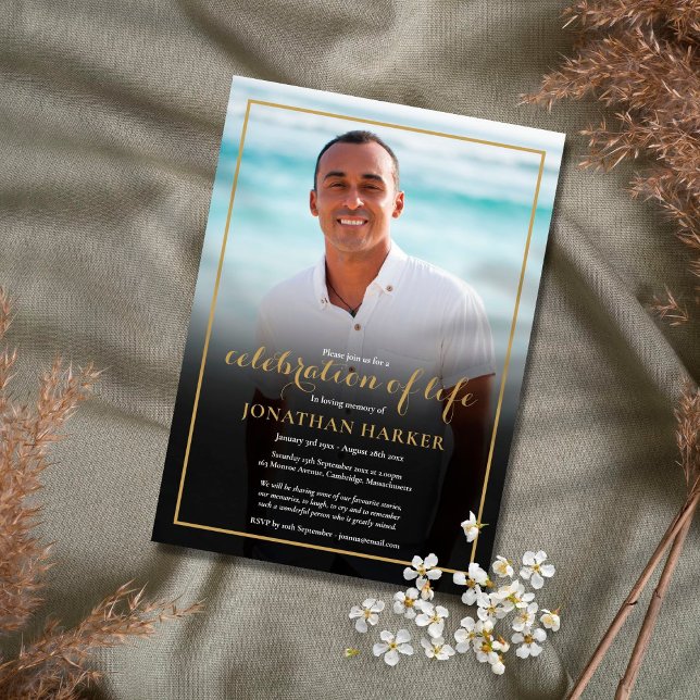 Convite Foto Funeral Moderna Celebração da Vida (Criador carregado)