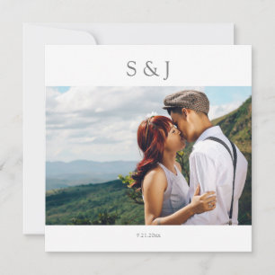 Convite Foto Geométrica Cinza Moderna Praça 2 Casamento