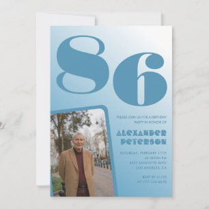 Convite Foto Gradiente Azul Aniversário de 86 anos