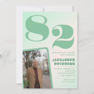 Convite Foto Gradiente Verde Aniversário de 82 anos 