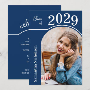 Convite Foto Graduação Arco Moderno Azul