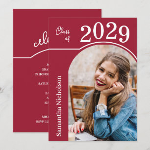 Convite Foto Graduação Arco Moderno Carmesim