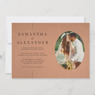 Convite Foto Inline Terracotta Código QR Casamento de Orça