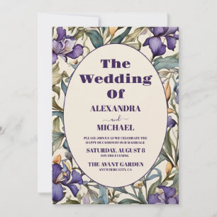 Convite Foto Íris Roxa Casamento Art Nouveau
