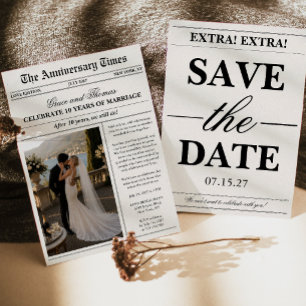 Convite Foto Jornal de Aniversário de Casamento