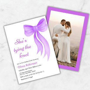 Convite Foto Laço Roxo Ela Está Se Casando Chá de Noiva