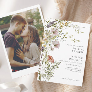 Convite Foto Legant Wildflower Watercolor Casamento