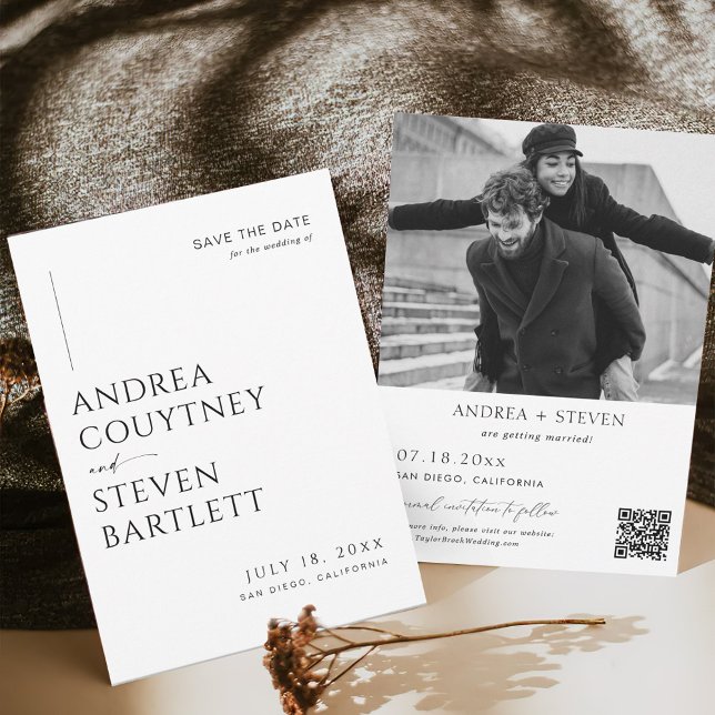 Convite Foto legante Código Qr Casamento Salvar Data (Criador carregado)